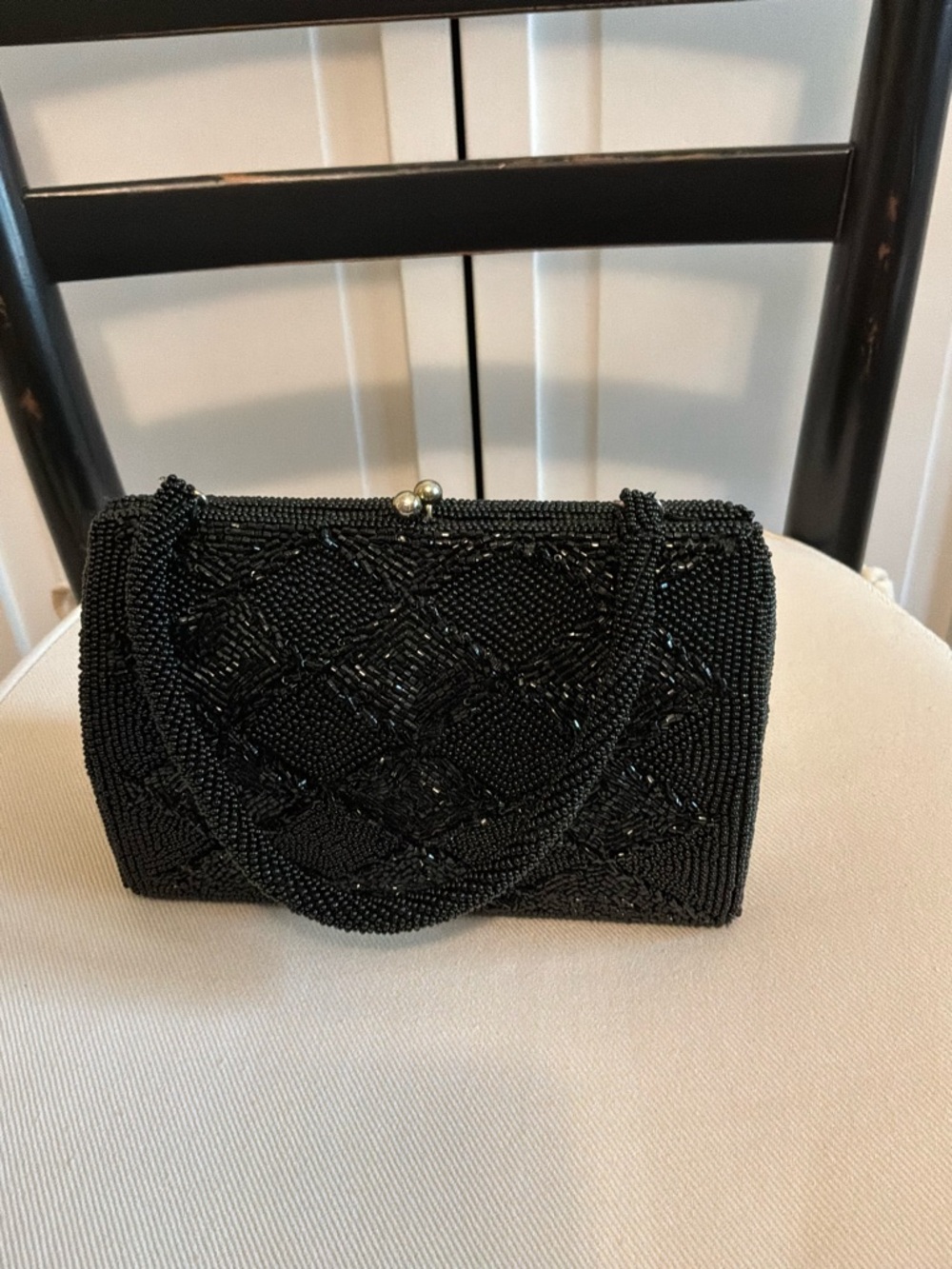 Elegant Black Beaded Evening Bag - Versatile Women's Clutch
